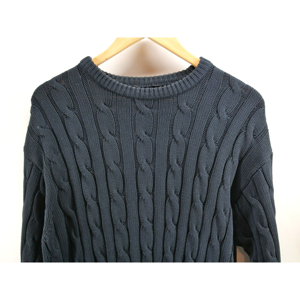 Blumarine Uomo Sweater Mens XL Gray Cable Knit Cotton Size XL Made‎ In Italy VTG